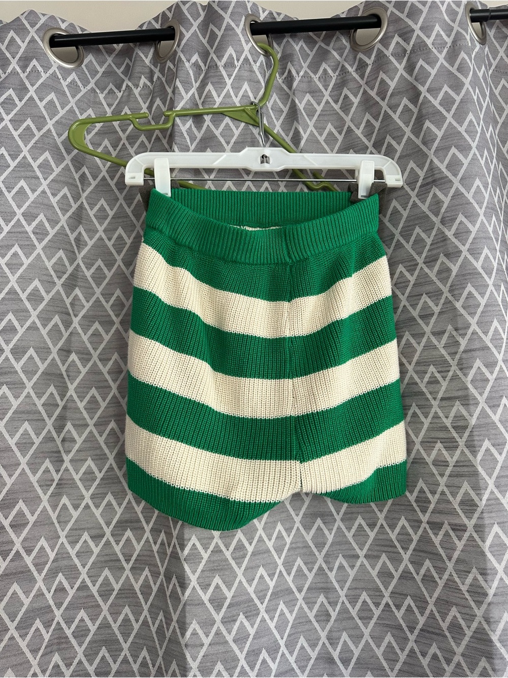 Green and Cream Striped Knit Skirt